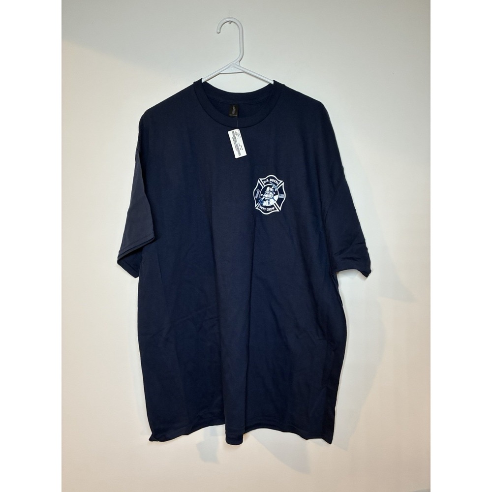 navy M.R. Ducks 2024 Short Sleeve Fire Tee firefighter duck ladder flames 2X